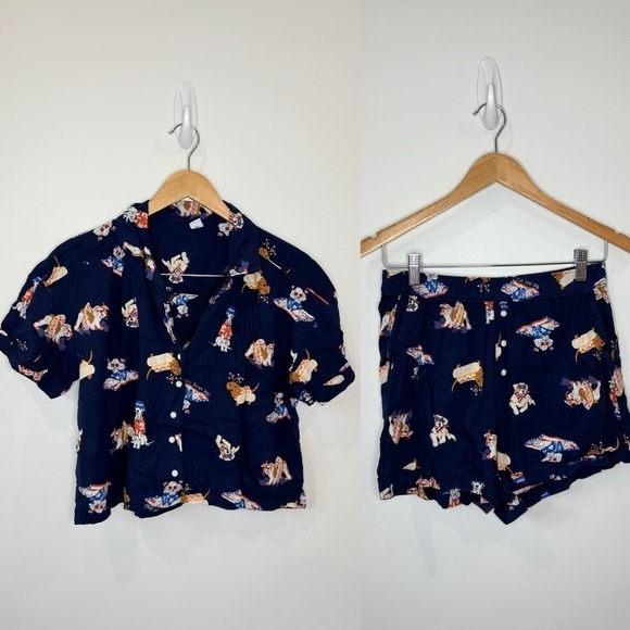 Old Navy Blue Dog Print Women’s Pajama Set (Small) - Picture 1 of 8
